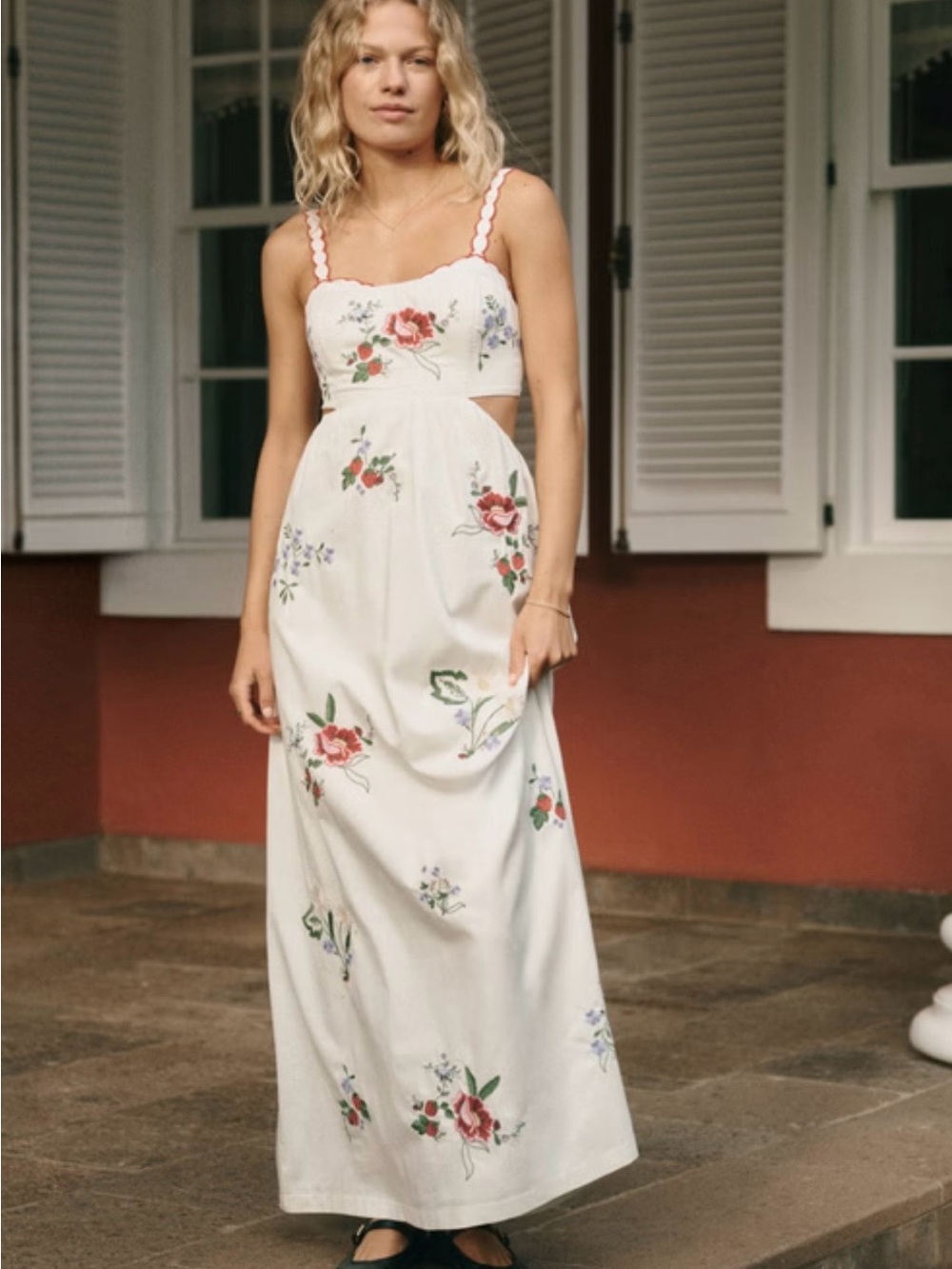 Abercrombie & Fitch Bra Free Floral Embroidered Maxi Dress